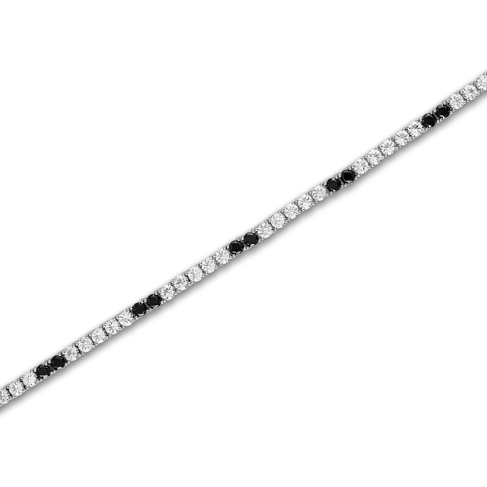 1933 by Esquire Men\'s Natural White Topaz & Natural Black Spinel Bracelet Sterling Silver 036NEjrT