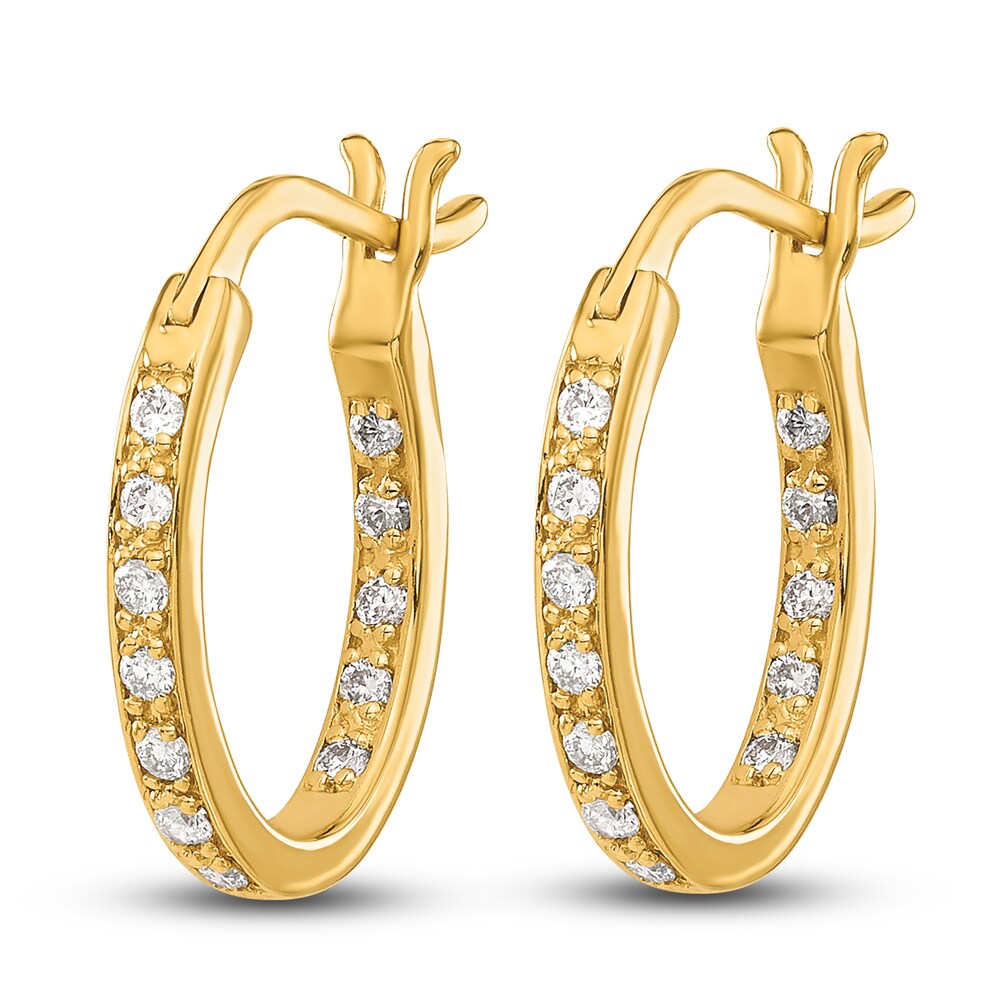 Diamond Hoop Earrings 1/4 ct tw Round 14K Yellow Gold 05oKEP2g