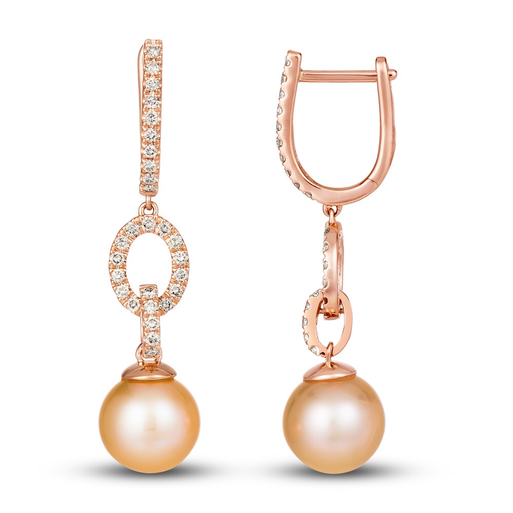 Le Vian Natural Cultured Pink Freshwater Pearl Earrings 1/2 ct tw Diamonds 14K Strawberry Gold 06g7VLkh