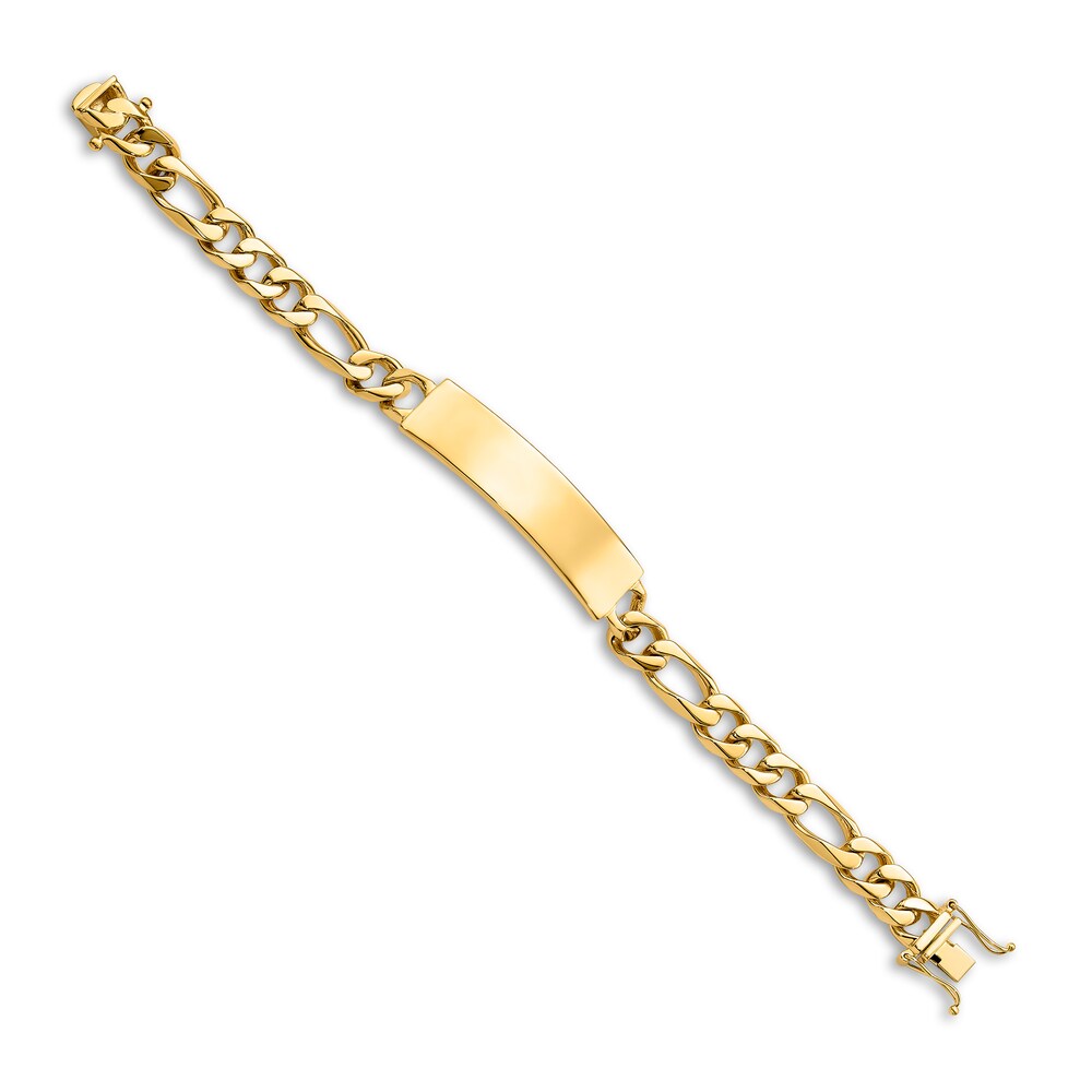 Men\'s Figaro Link ID Bracelet 14K Yellow Gold 12.0mm 8\" 0G7wMpf2