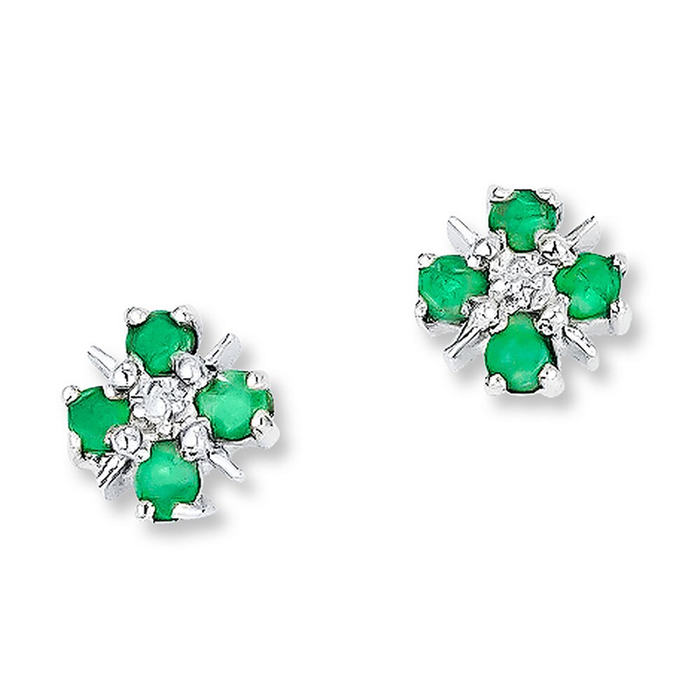 Natural Emerald Earrings Diamond Accents Sterling Silver 0creptT1 [0creptT1]