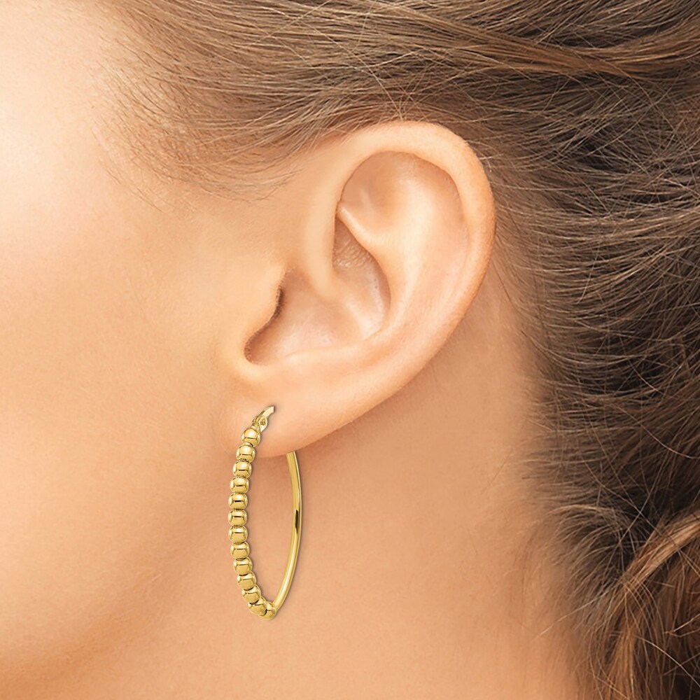 Beaded Oval Hoop Earrings 14K Yellow Gold 0d48xMiO