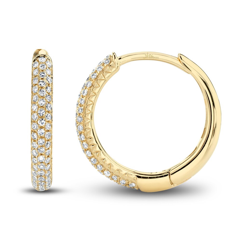 Shy Creation Diamond Hoop Earrings 1/5 ct tw Round 14K Yellow Gold SC55004582 0mV4JzXv