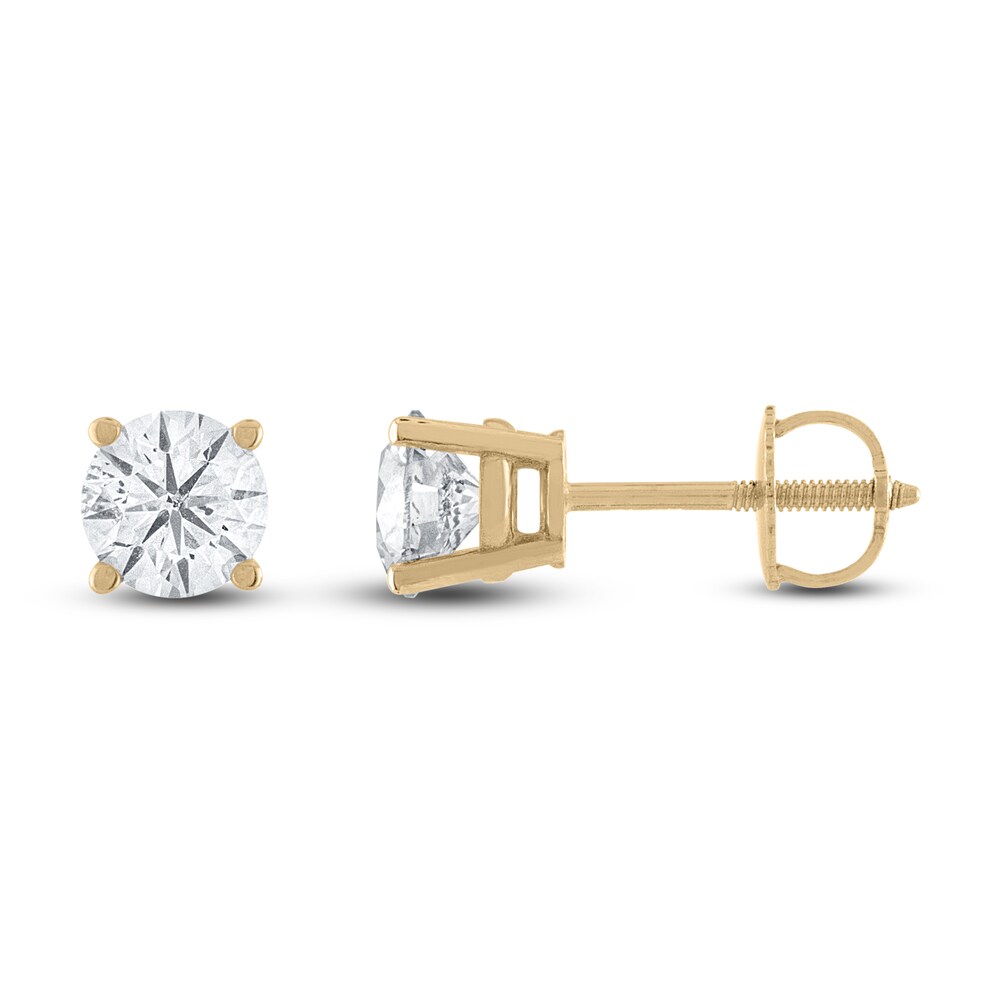 Diamond Solitaire Stud Earrings 1/2 ct tw Round 14K Yellow Gold (I1/I) 0s3ujFU1