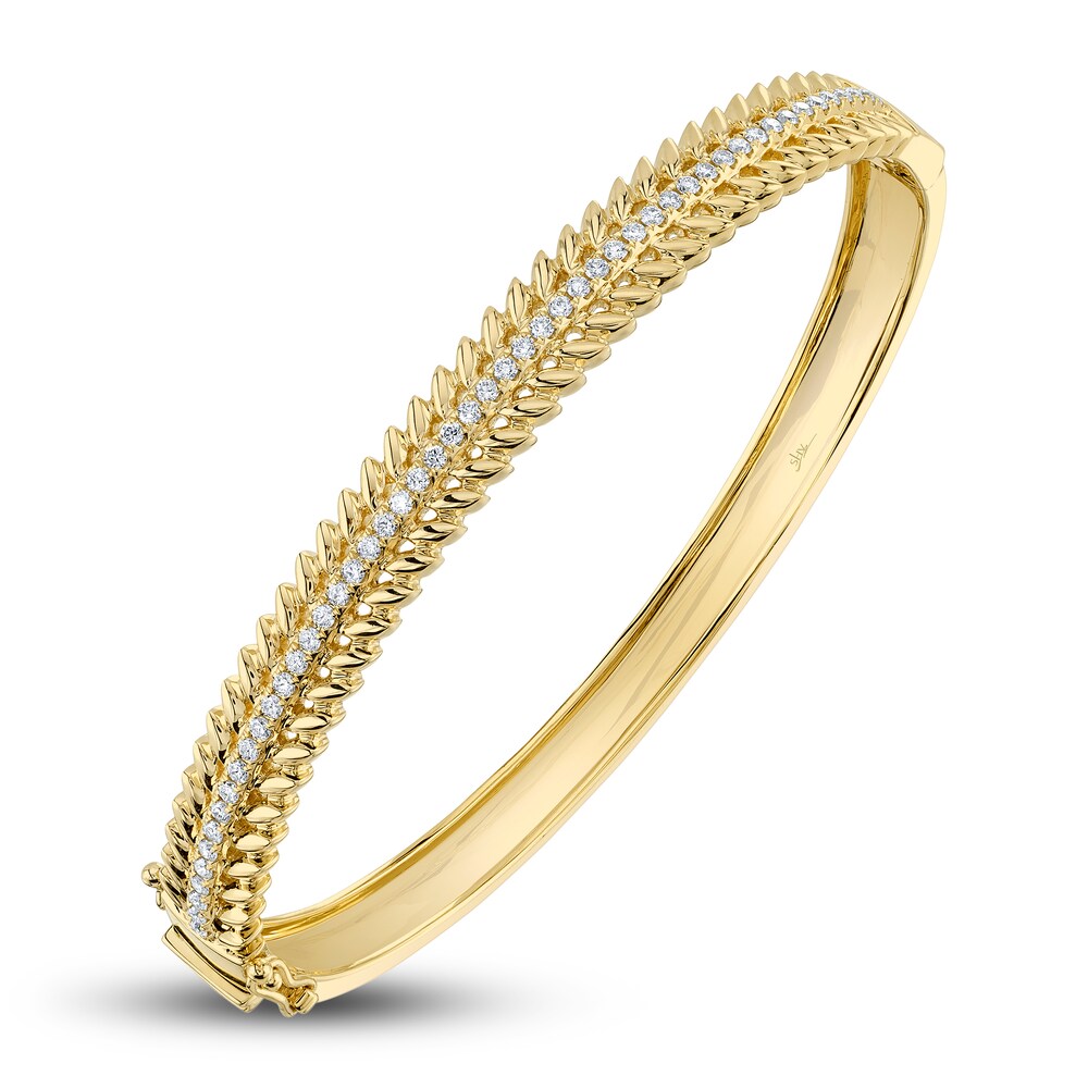 Shy Creation Diamond Leaf Bangle Bracelet 1/2 ct tw Round 14K Yellow Gold SC55023200ZS 11YhKtlu