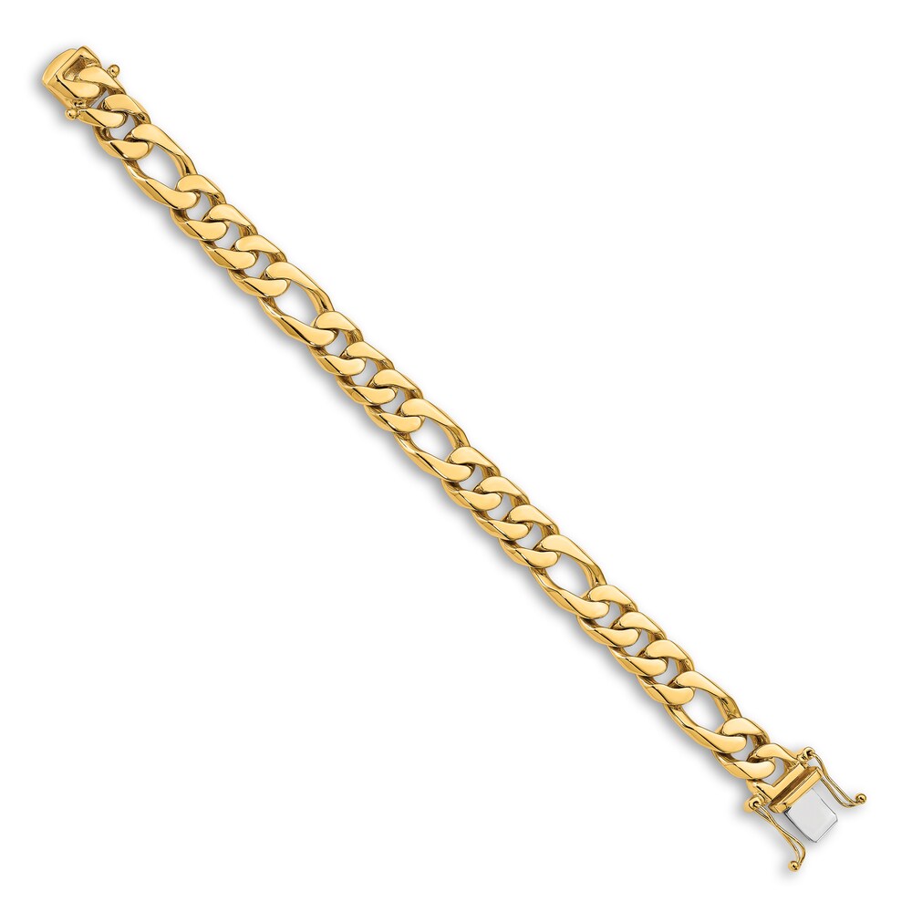 Men\'s Figaro Chain Bracelet 14K Yellow Gold 10.0mm 121bGCgG