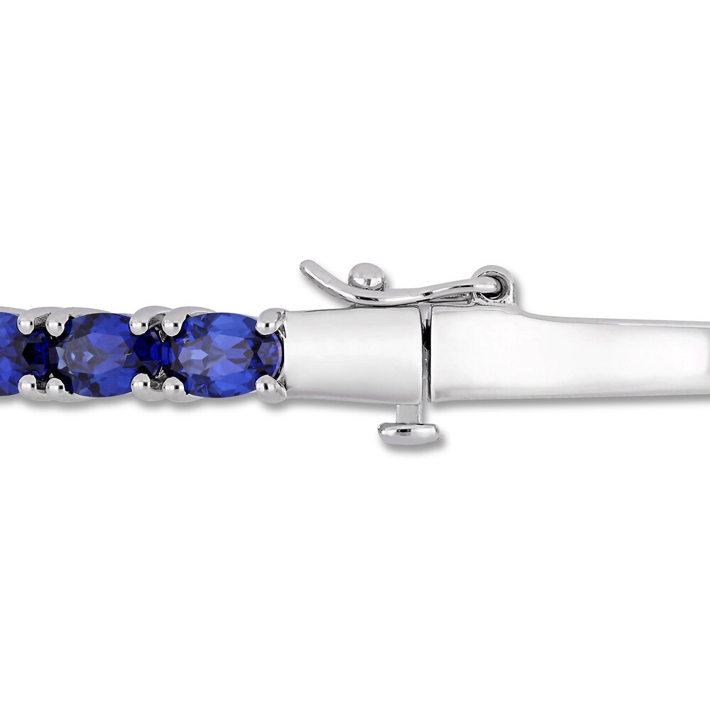 Lab-Created Blue Sapphire Bracelet Oval-cut Sterling Silver 19CyXBdG