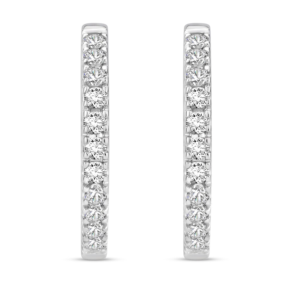 Diamond Hoop Earrings 1 ct tw Round 18K White Gold 1GSKIAjT