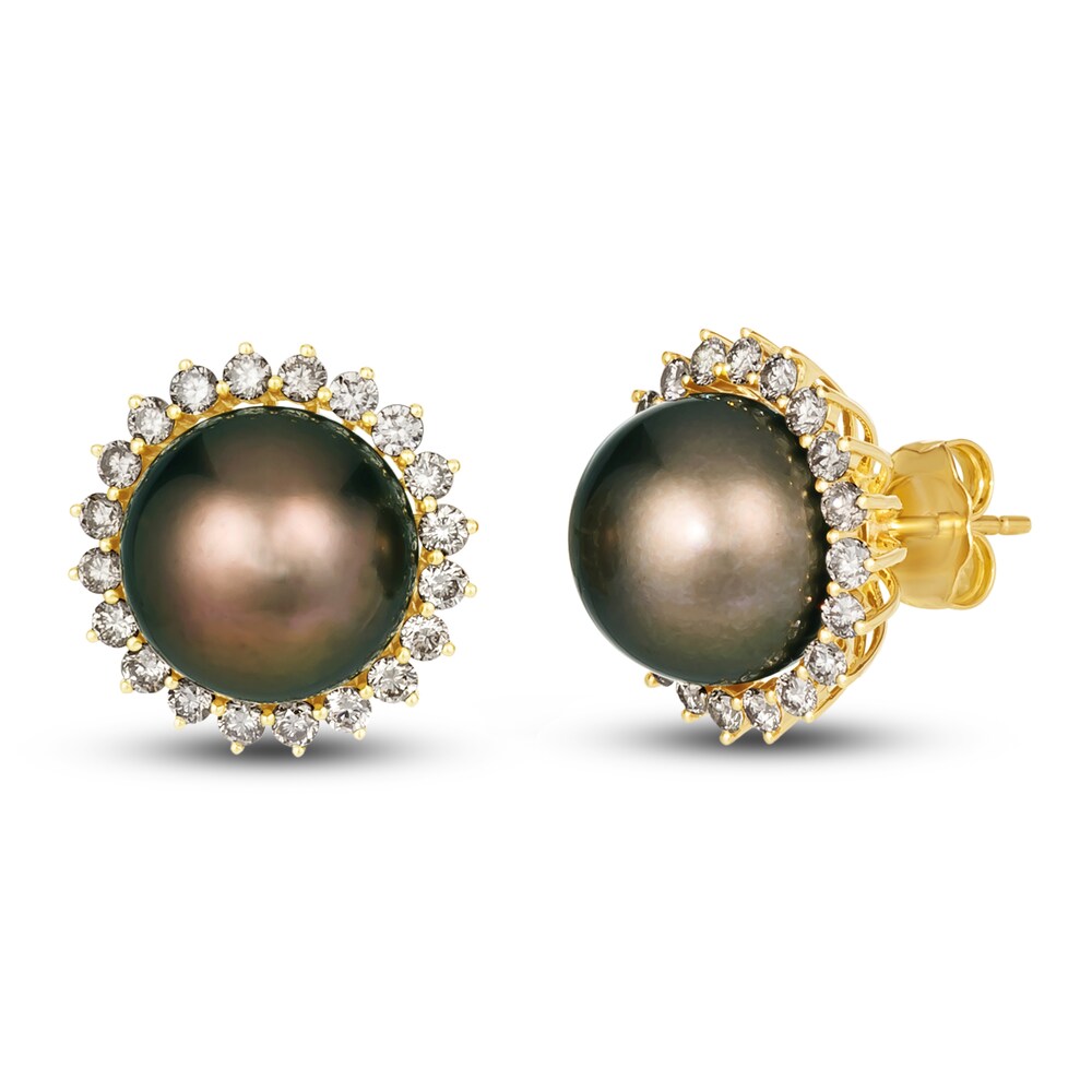 Le Vian Cultured Chocolate Pearl Earrings 7/8 ct tw Diamonds 14K Honey Gold 1Pa2rSAC