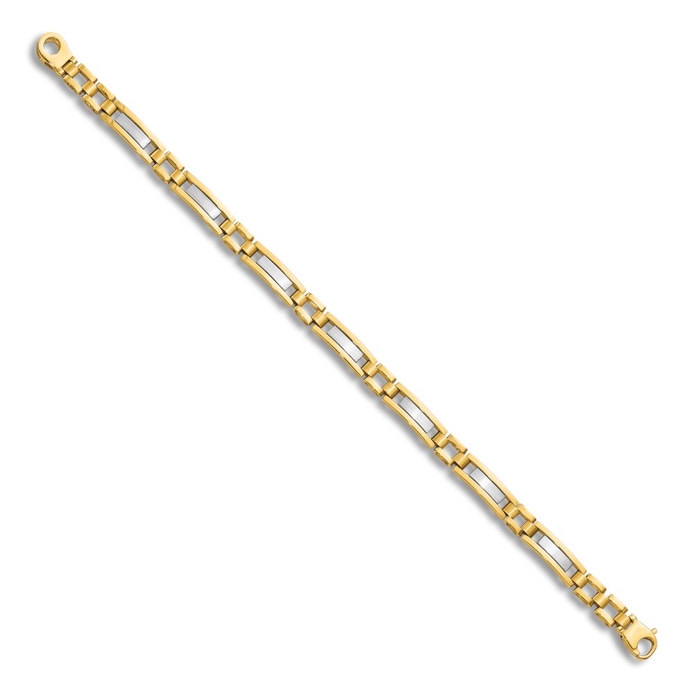 High-Polish Link Bracelet 14K Two-Tone Gold 8.5\" 1SH4ajRi