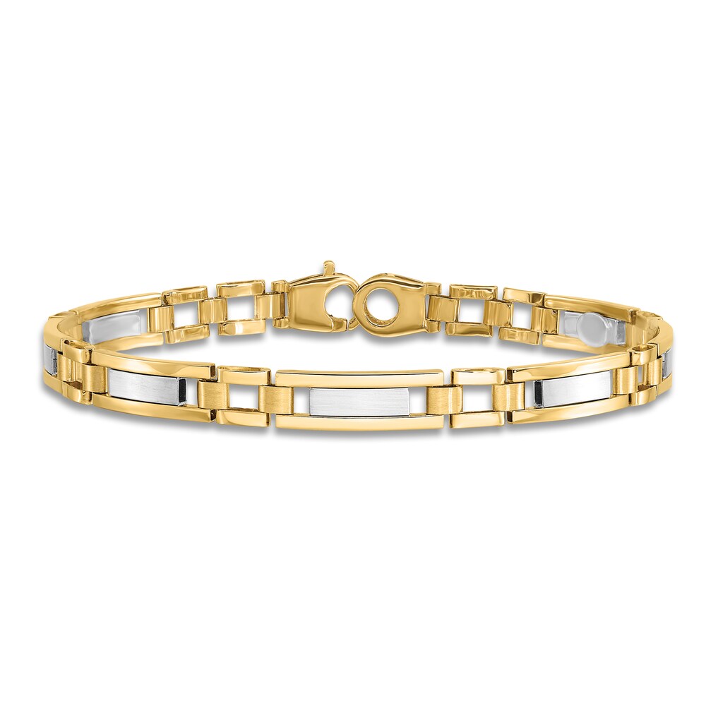 High-Polish Link Bracelet 14K Two-Tone Gold 8.5\" 1SH4ajRi