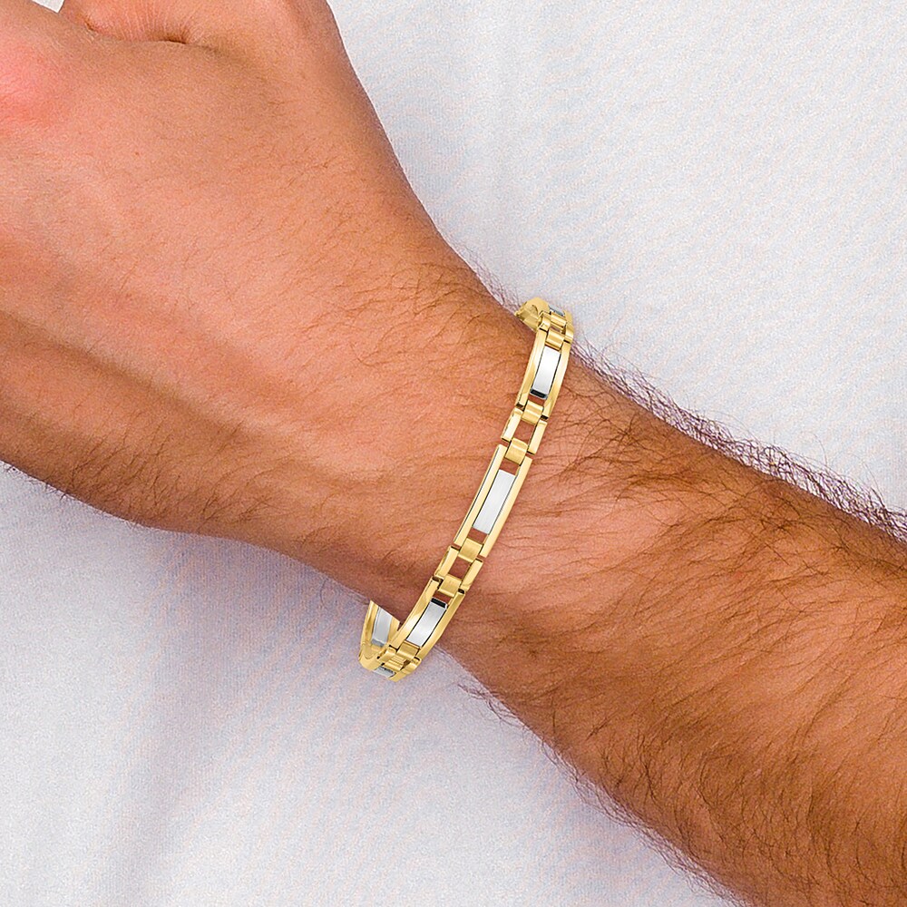 High-Polish Link Bracelet 14K Two-Tone Gold 8.5\" 1SH4ajRi