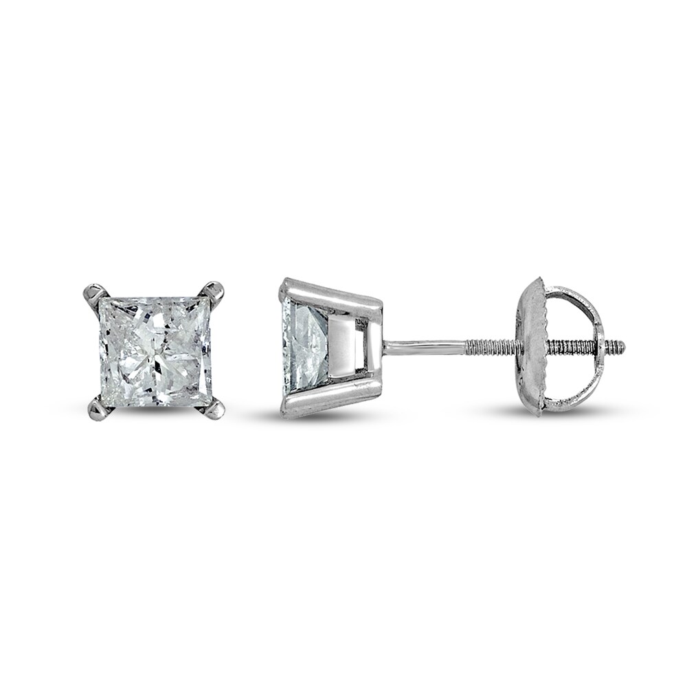 Certified Diamond Solitaire Earrings 1/3 ct tw Princess 14K White Gold (I1/I) 1daYJ56k