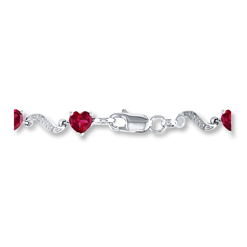 Heart Bracelet Lab-Created Rubies Sterling Silver 1h4yKcfi