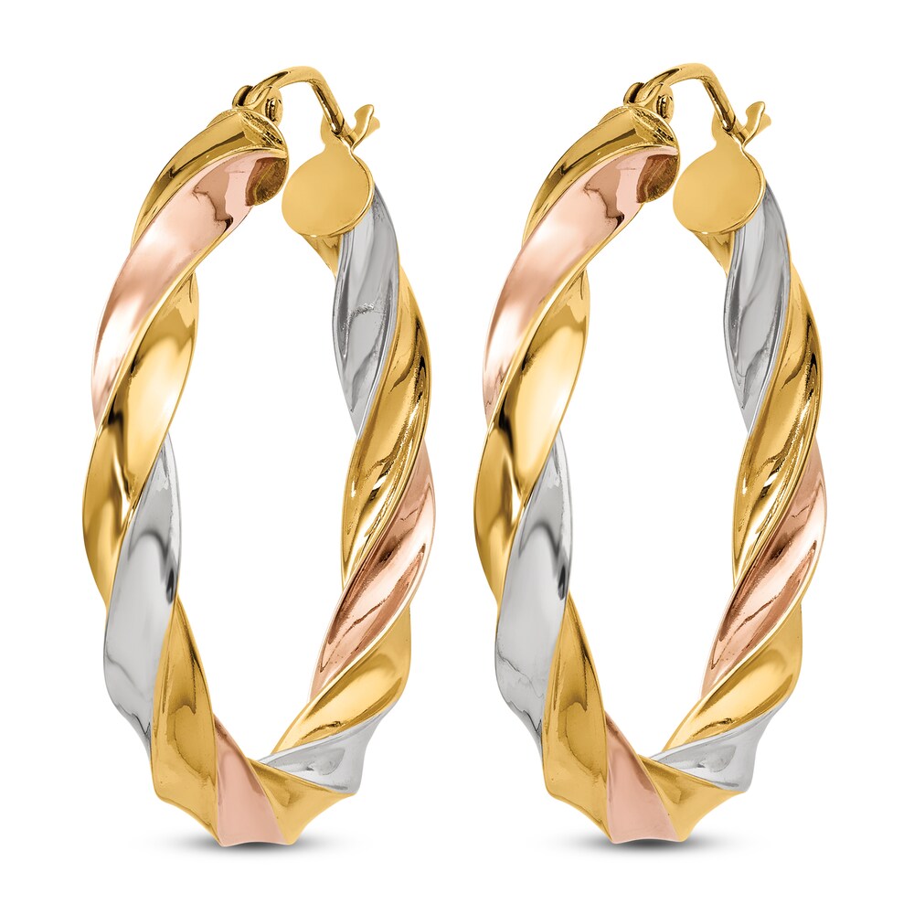 Twisted Hoop Earrings 14K Tri-Tone Gold 1i6CjS6j