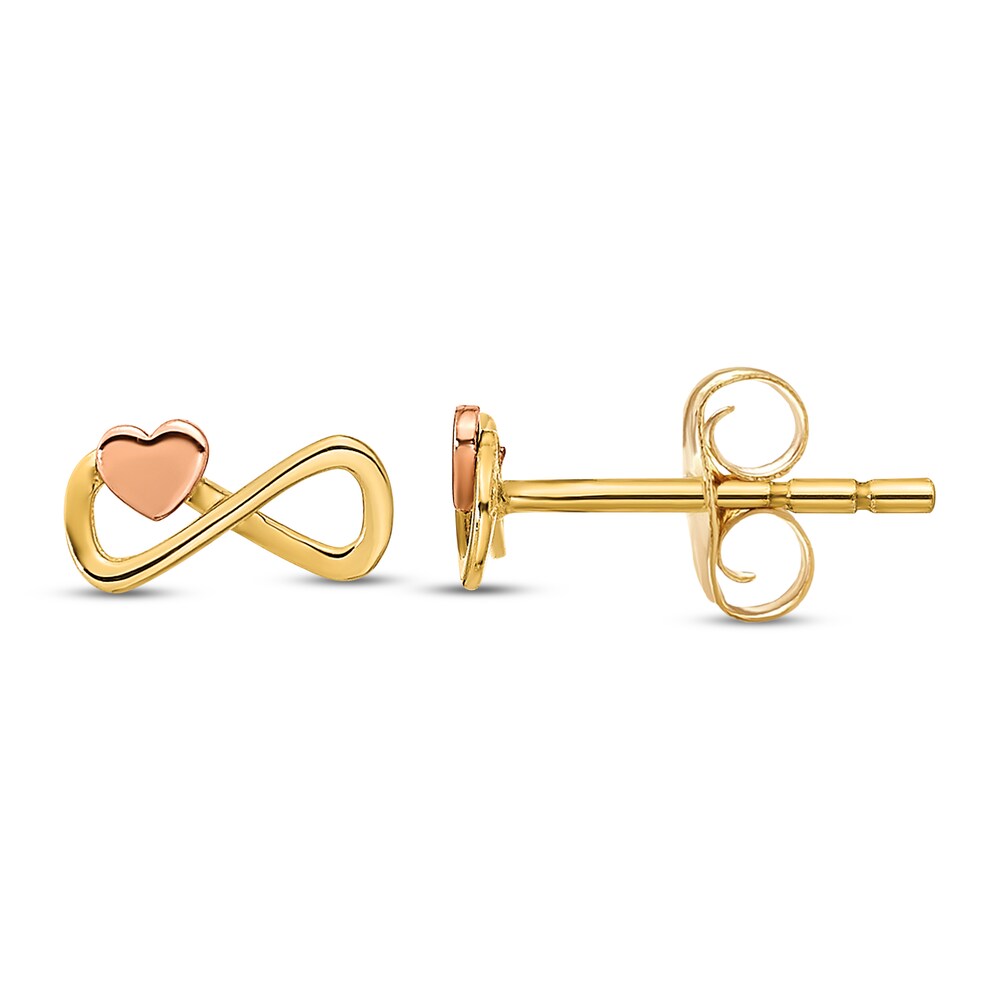 Infinity Heart Stud Earrings 14K Two-Tone Gold 1vhoAFTS [1vhoAFTS]