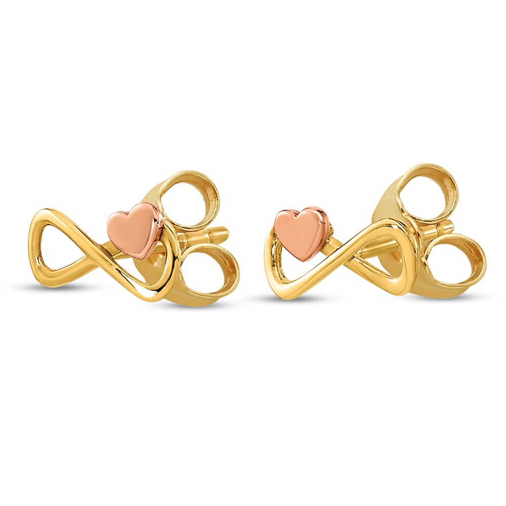 Infinity Heart Stud Earrings 14K Two-Tone Gold 1vhoAFTS