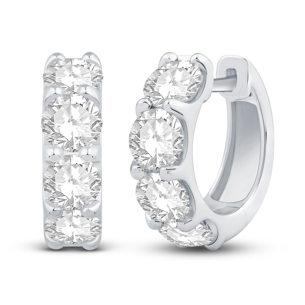 Diamond Hoop Earrings 3 ct tw Round 14K White Gold 232aJTL2