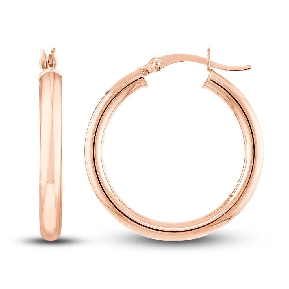 Polished Hoop Earrings 14K Rose Gold 25mm 2F86UBUH