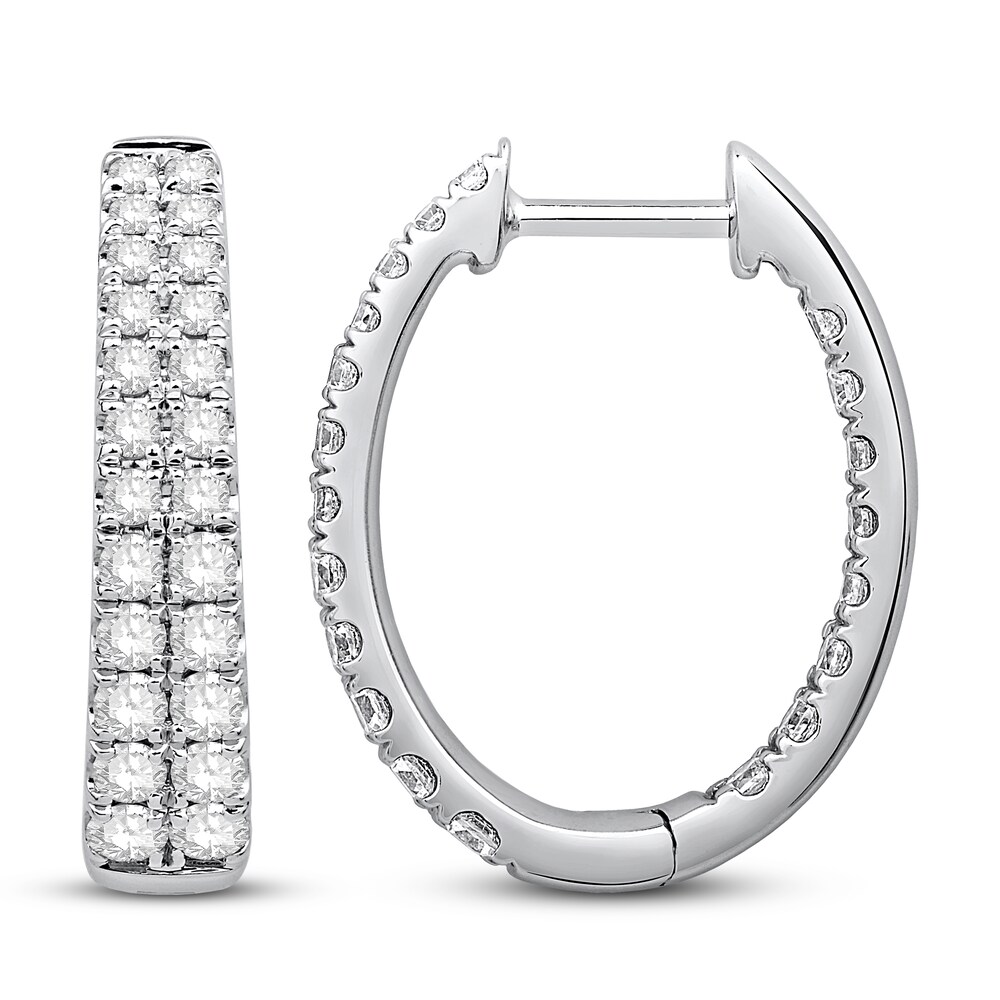 Diamond Hoop Earrings 1 1/4 ct tw Round 14K White Gold 2lFLv147