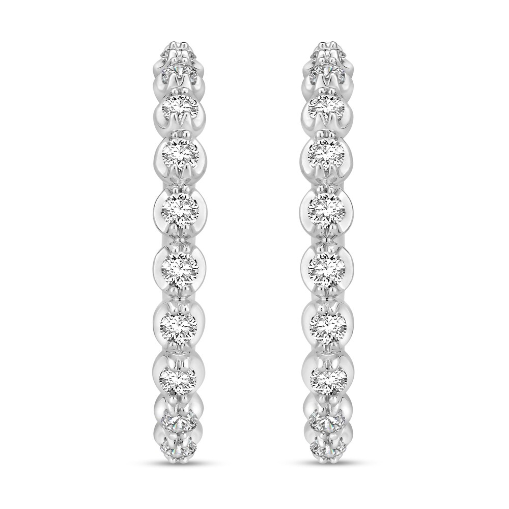 Diamond Hoop Earrings 2 ct tw Round 18K White Gold 2np4mx7k