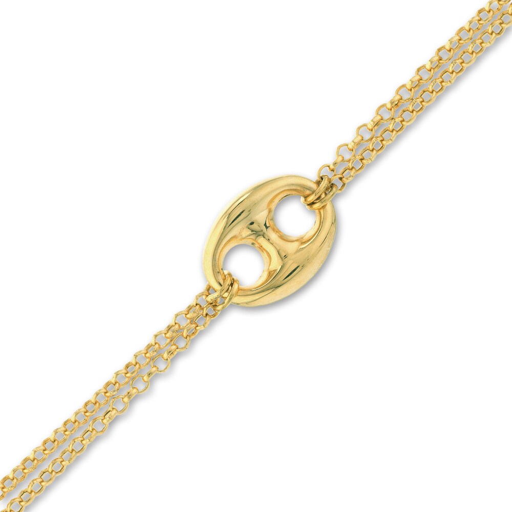 Puffy Mariner Chain Bracelet 14K Yellow Gold 7.5\" 2pcv0FCz