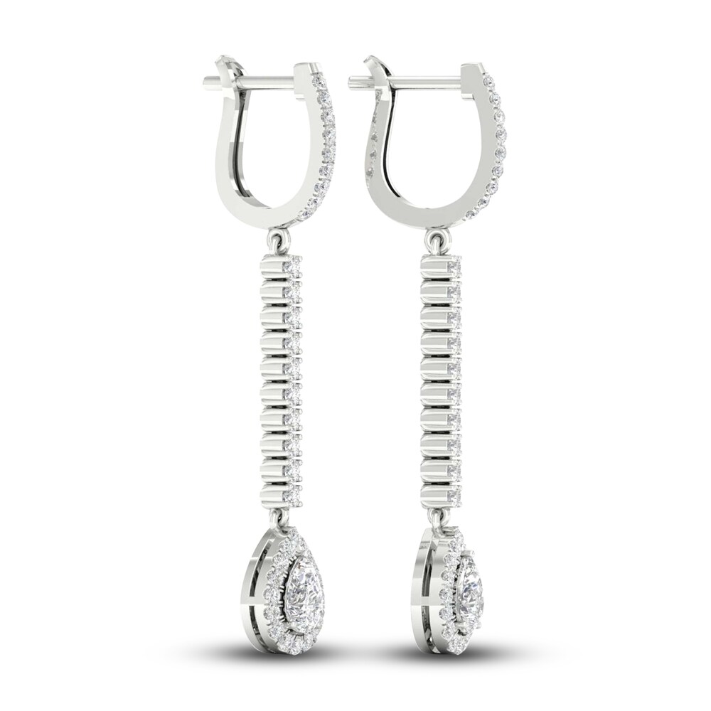 Lab-Created Diamond Dangle Earrings 1-1/2 ct tw Pear/Round 14K White Gold 2uDpDV89