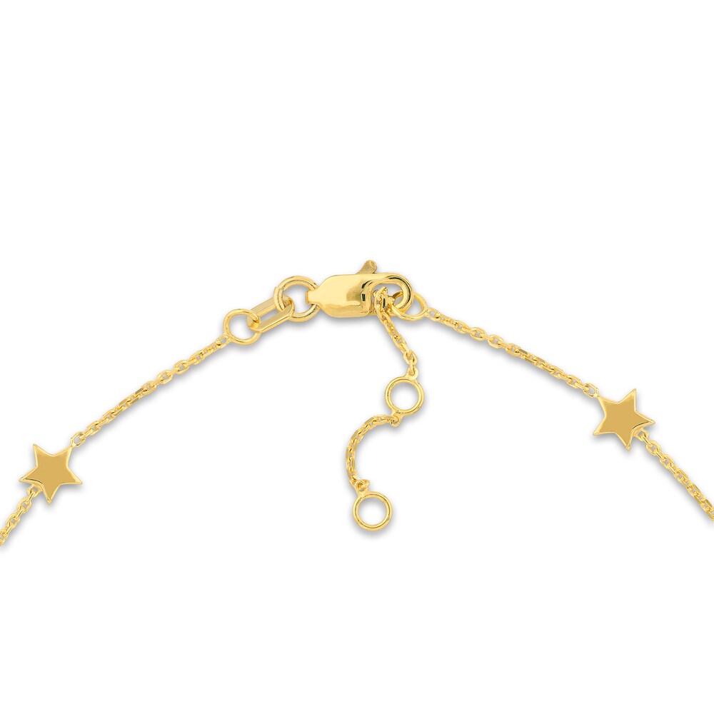 6-Star Station Bracelet 14K Yellow Gold 7.3\" Adj. 33j9OwL3