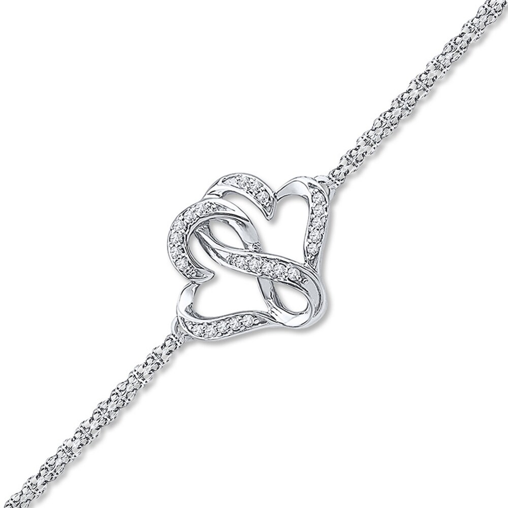 Heart Infinity Bracelet 1/10 ct tw Diamonds Sterling Silver 3HdAzzRa