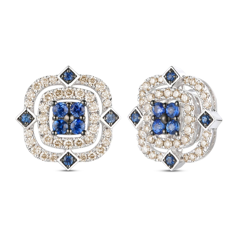 Le Vian Natural Blue Sapphire Earrings 7/8 ct tw Diamonds 14K Vanilla Gold 3HoaQEYm [3HoaQEYm]