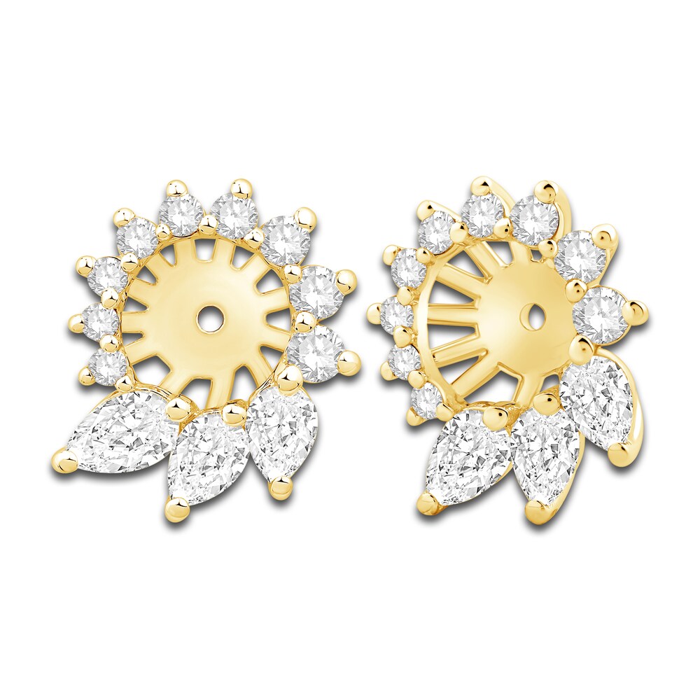 Diamond Floral Halo Earring Jackets 1 ct tw Pear/Round 14K Yellow Gold 3SSaKyWw