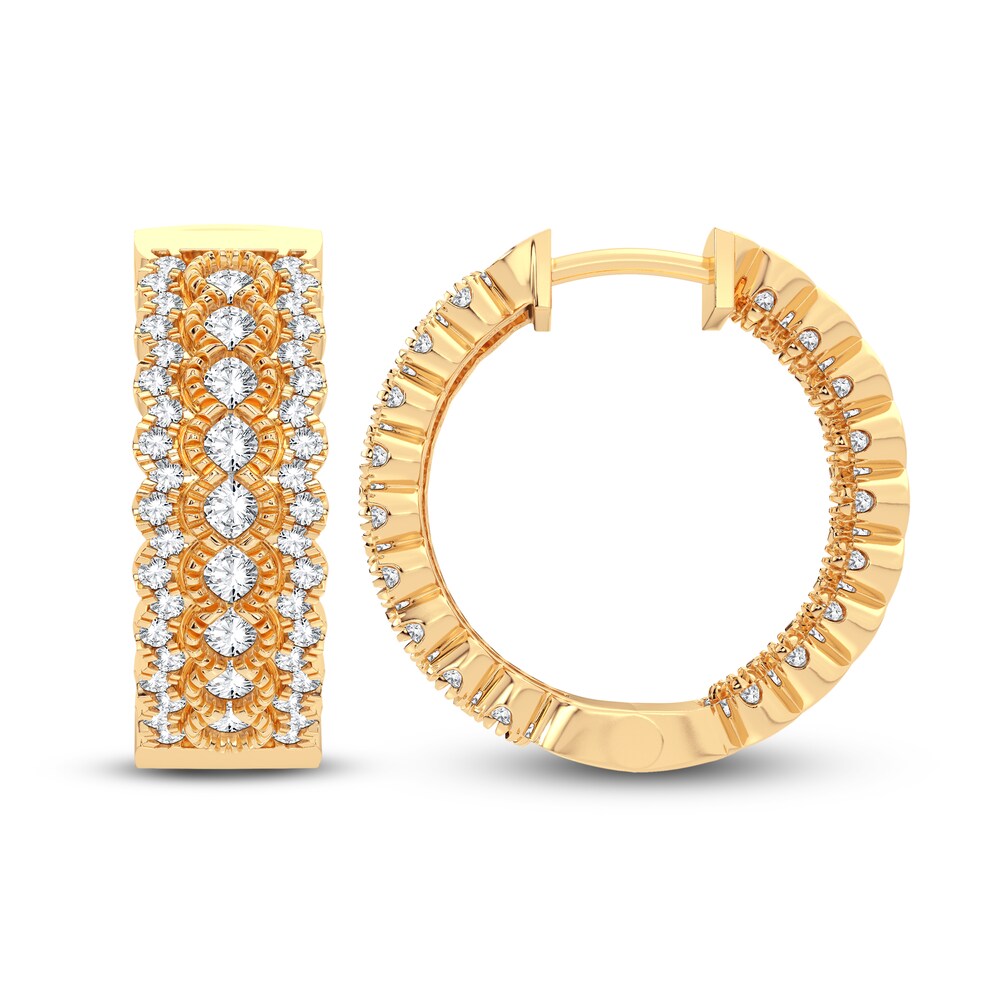 Diamond Hoop Earrings 1-1/2 ct tw Round 14K Yellow Gold 3VuGTFaj