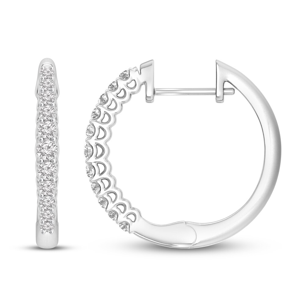Diamond Hoop Earrings 1/4 ct tw Round 10K White Gold 3Xk4xvDv [3Xk4xvDv]