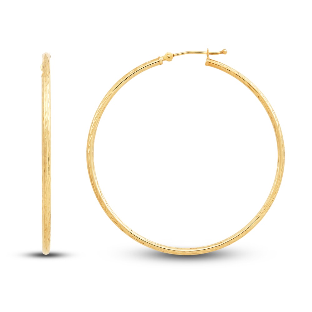 Round Tube Hoop Earrings 10K Yellow Gold 3dFC5sxp