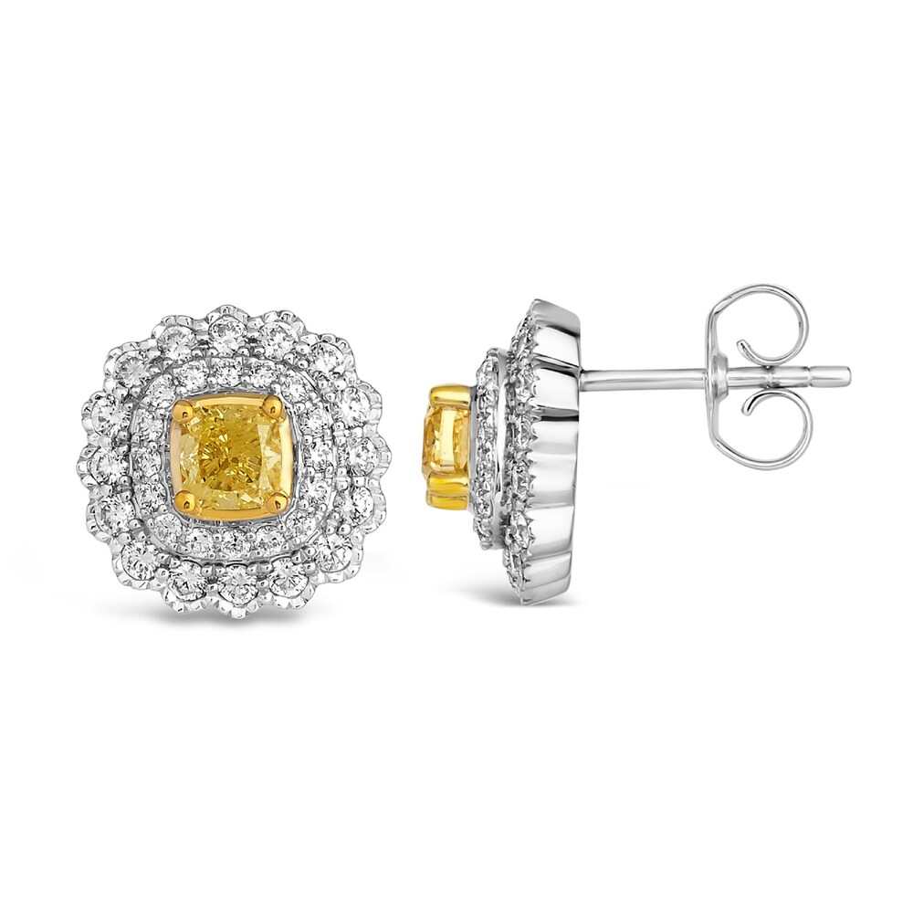 Le Vian Sunny Yellow Diamond Stud Earrings 1 ct tw Round 14K Two-Tone Gold 3djT0KrJ