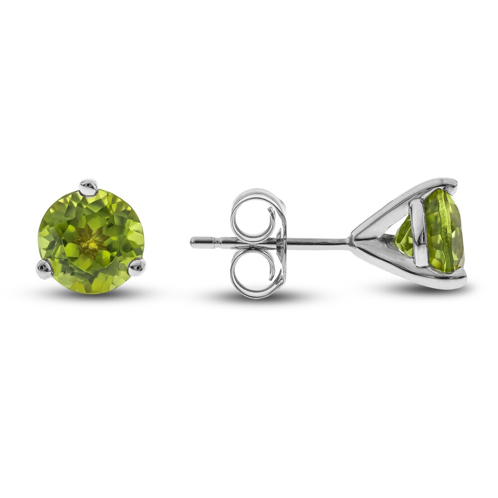 Natural Peridot Martini Stud Earrings 14K White Gold 3tsbLek2