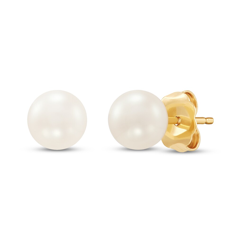 Cultured Pearl Stud Earrings 14K Yellow Gold 6.5mm 3tyVbp7G [3tyVbp7G]
