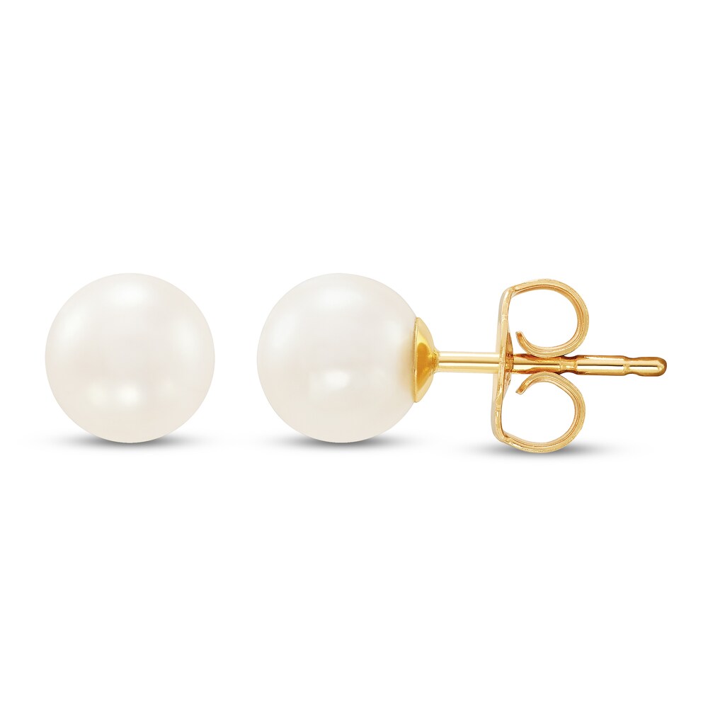 Cultured Pearl Stud Earrings 14K Yellow Gold 6.5mm 3tyVbp7G