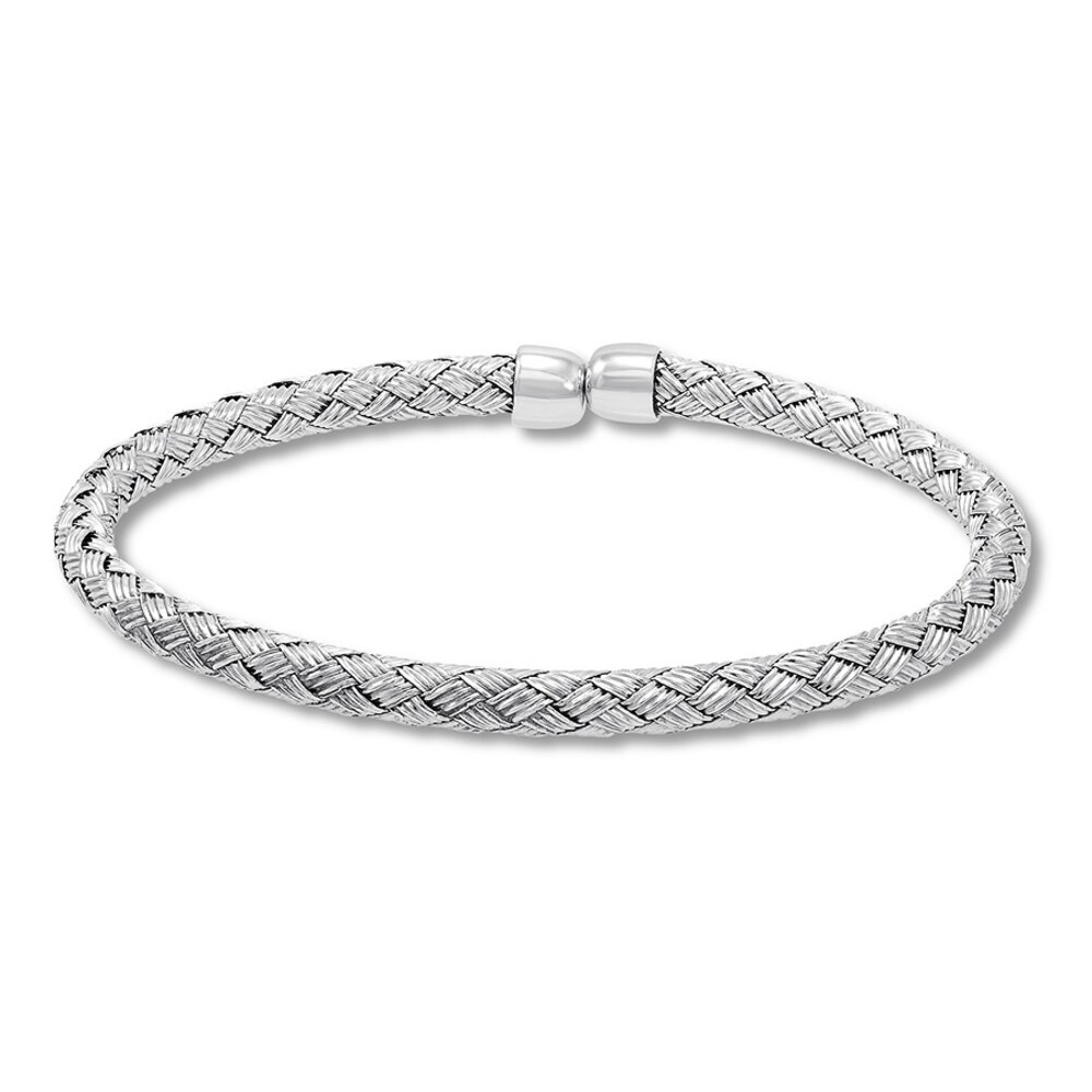 Woven Bangle Bracelet Sterling Silver 3xO8opss