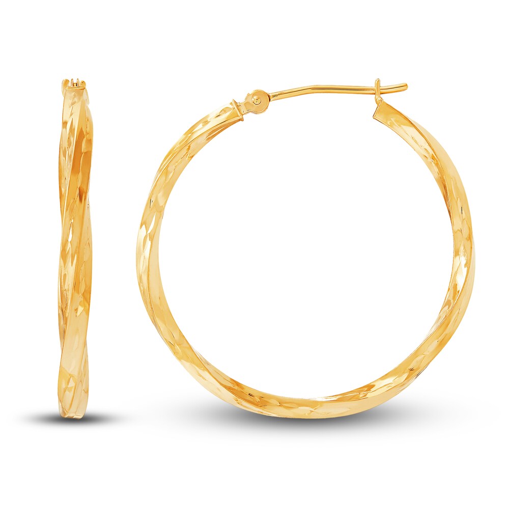 Polished Square Twist Hoop Earrings 14K Yellow Gold 42zuvwrZ