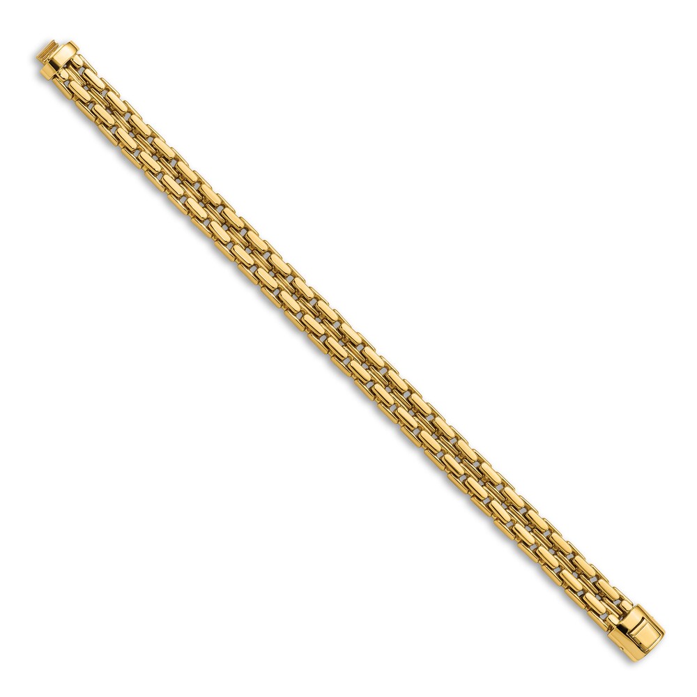 Men\'s Polished Chain Bracelet 14K Yellow Gold 9.9mm 8.5\" 47ttOkfh