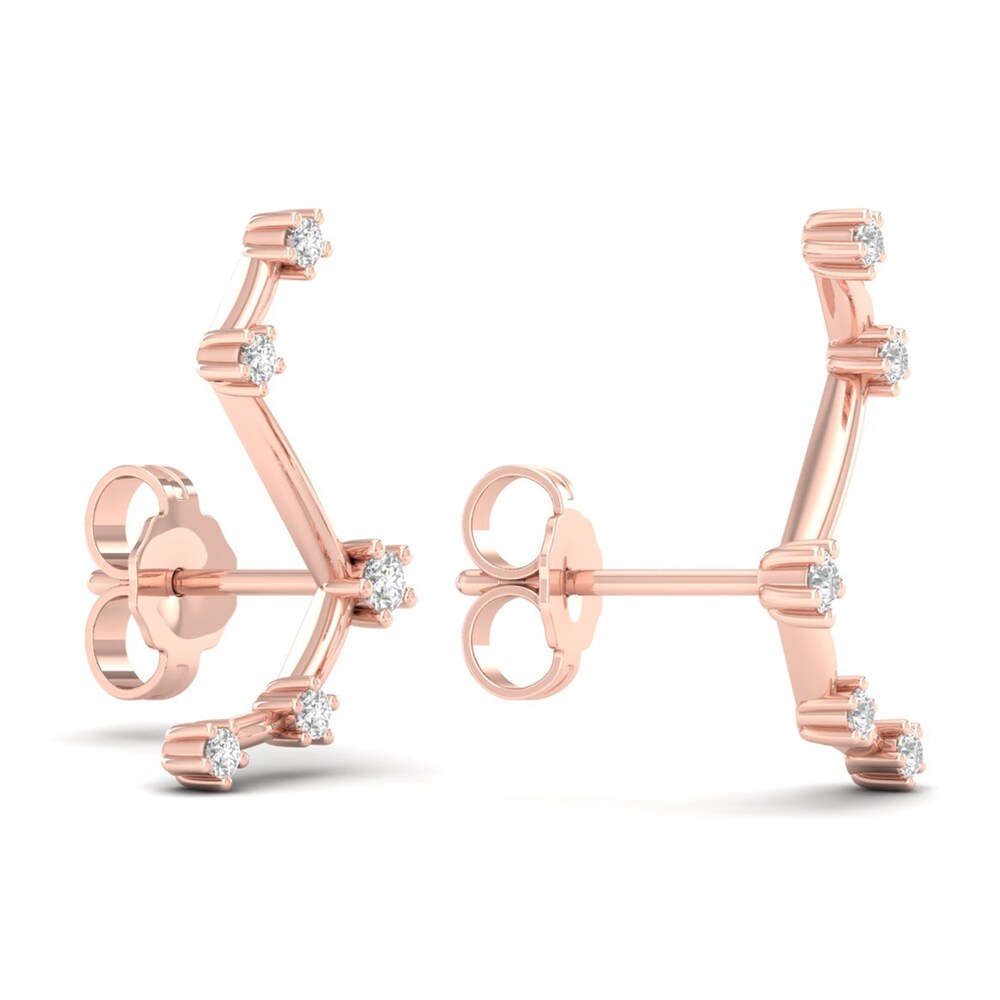 Diamond Aries Constellation Earrings 1/8 ct tw Round 14K Rose Gold 4GNzcBGM