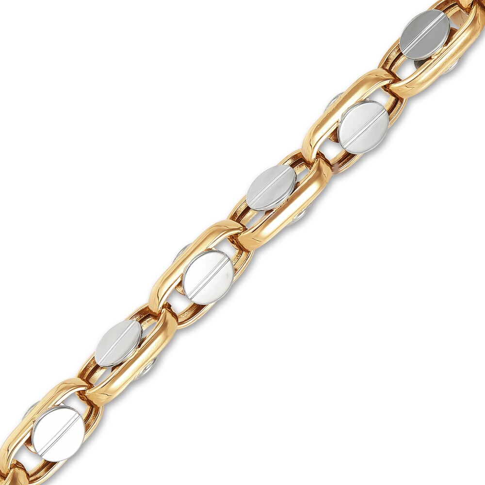 Italia D\'Oro Men\'s Screw Link Bracelet 14K Two-Tone Gold 8.47\" 4SftfvnG