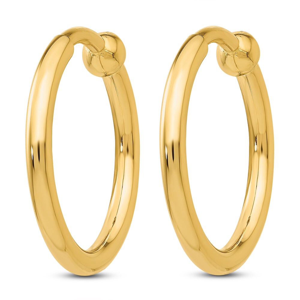 Clip-On Hoop Earrings 14K Yellow Gold 4UgaZ01j