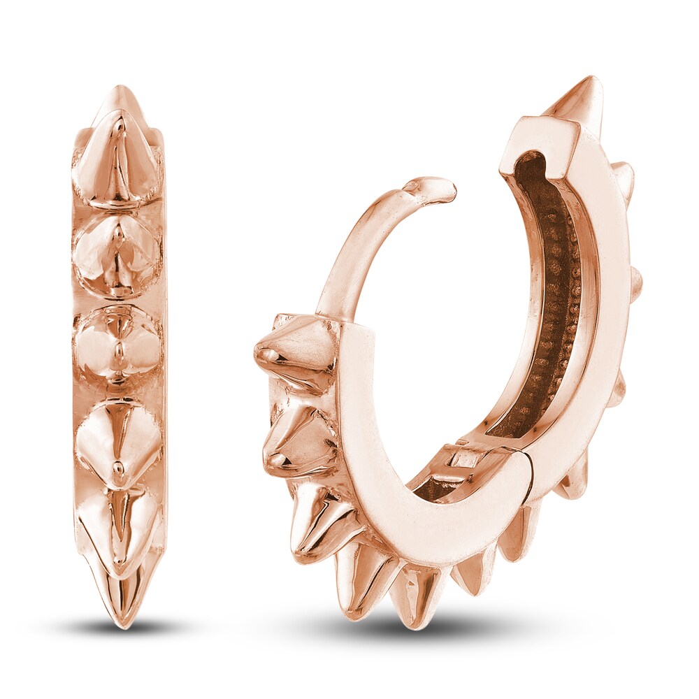 Polished Spike Huggie Earrings 14K Rose Gold 10mm 4VGvKy6l [4VGvKy6l]