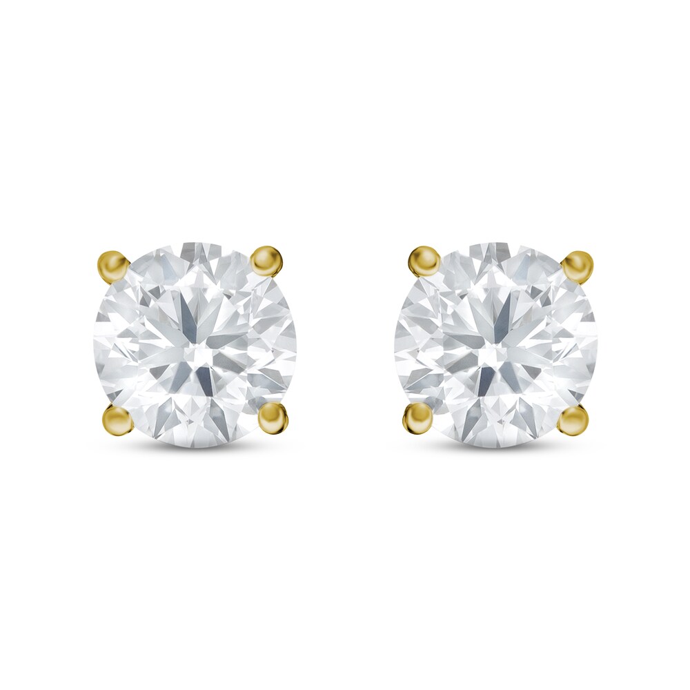 Lab-Created Diamond Solitaire Stud Earrings 1/2 ct tw Round 14K Yellow Gold (SI2/F) 4c5b3QZp