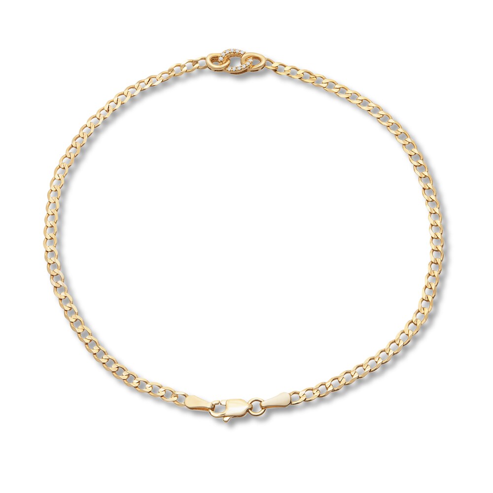 Diamond Link Anklet 1/20 ct tw Round 10K Yellow Gold 4dgXwviH