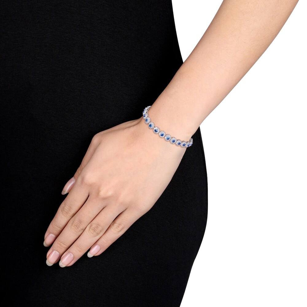 Lab-Created Blue Sapphire & Lab-Created White Sapphire Tennis Bracelet Sterling Silver 4l3J8k8c