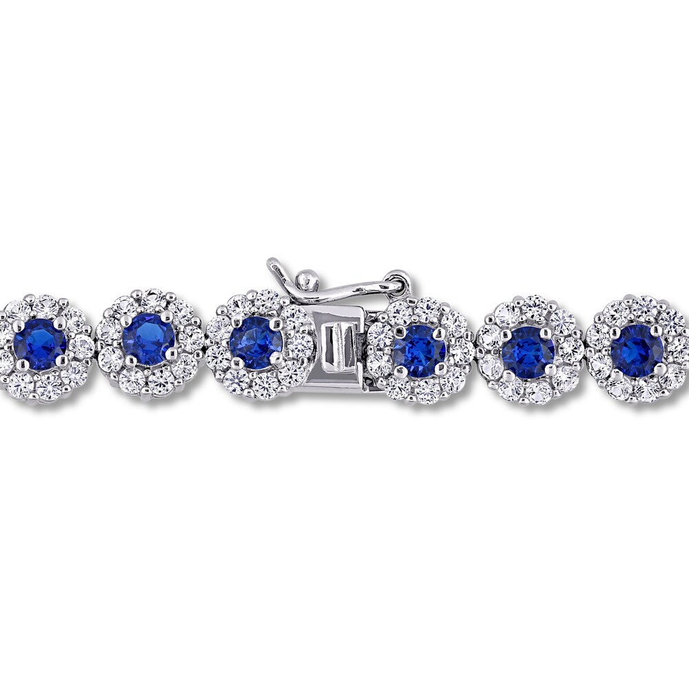 Lab-Created Blue Sapphire & Lab-Created White Sapphire Tennis Bracelet Sterling Silver 4l3J8k8c