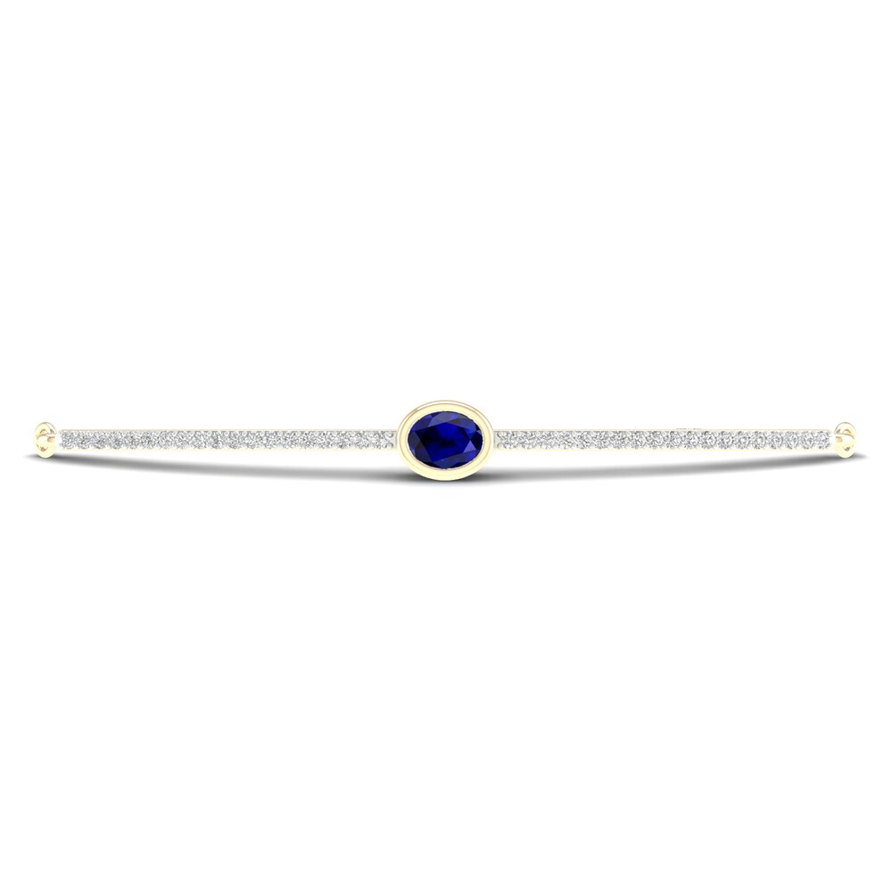 Natural Sapphire Bolo Bracelet 1/6 ct tw Diamonds 10K Yellow Gold 57gzNgoj